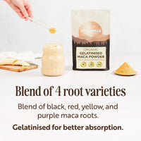 Sevenhills Wholefoods Organic Gelatinised Maca Powder 400g | Four Roots - Yellow, Red, Purple, and Black | Peruvian | Certified Organic | GMO-Free | Gluten-Free