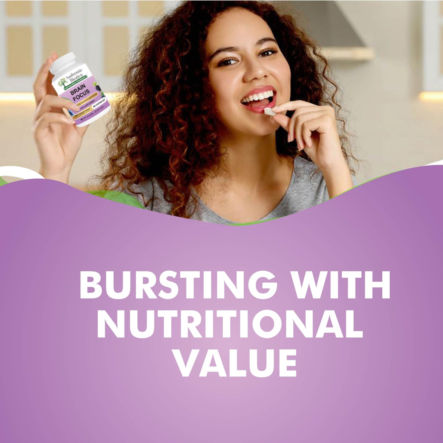 Authentic Biotics – 60 Ashwagandha Magnesium & B Complex Brain Nootropics Capsules, Multivitamins & Minerals, B Vitamins From 100% Plant Source, Natural Magnesium For Men & Women