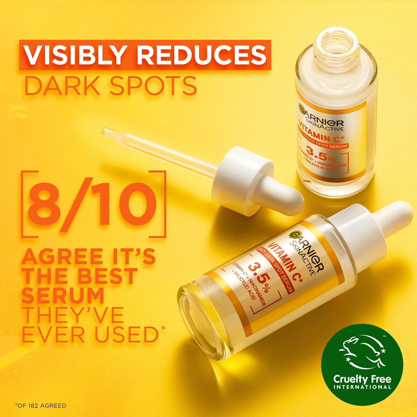 Garnier Brightening and Anti Dark Spot Power Duo,Serum and Moisturiser,Brightening Serum With 3.5 Percent Vitamin C,Niacinamide,Salicylic Acid and Lemon Extract and SPF 50 Face Moisturiser,2 Pieces