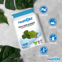 Health4All SOYA Isoflavones 40mg per Capsule, 60 Capsules 2 Months Supply, Menopause Support Supplement, High Strength SOYA Isoflavones 40% Extract, Non-GMO, Non-Irradiated, 1 a Day | Made in UK