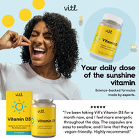 VITL Vitl Vitamin D3 Supplement - 60 Vegan Softgel Capsules - Support for The Immune System, Bones & Joints, Teeth, Muscles and Heart - 2 Month Supply