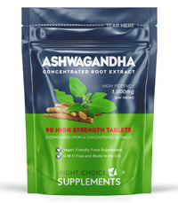 Ashwagandha 1000mg - Pure High Strength Root Extract Supplement for Mood Stress & Stamina (not Capsules) - KSM-66 Ayurveda Also Known As Withania Somnifera - 90 Vegan Tablets Made in The U.K