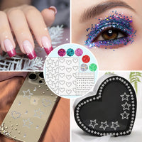 NVGVUP Body Glitter Gel with Gem Stickers Beauty Set, 6 Colours Face Glitter Makeup & 3 PCS Festival Face Gems Stick On, Face Gems Rhinestone for Makeup, Nail