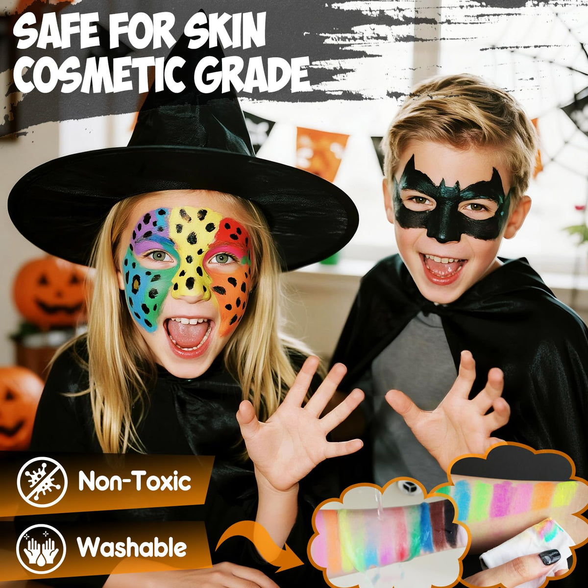 nsxsu Kids Face Paint Sticks 12 Colors, Washable Face Paint Pens for Children, Body Paint Crayons for Birthday Party, Mess Free Girls Boys Facepaint Kit Halloween Makeup
