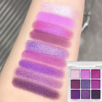 SHEBEEDO Matte Pearlescent Purple Eyeshadow Palette 9 Eyeshadow Shades, Shimmering Pale Purple Makeup Set, Waterproof, Long Lasting Intense Colour, Mixable Pressed Pigment Eyeshadows, Gift for Girls, Women