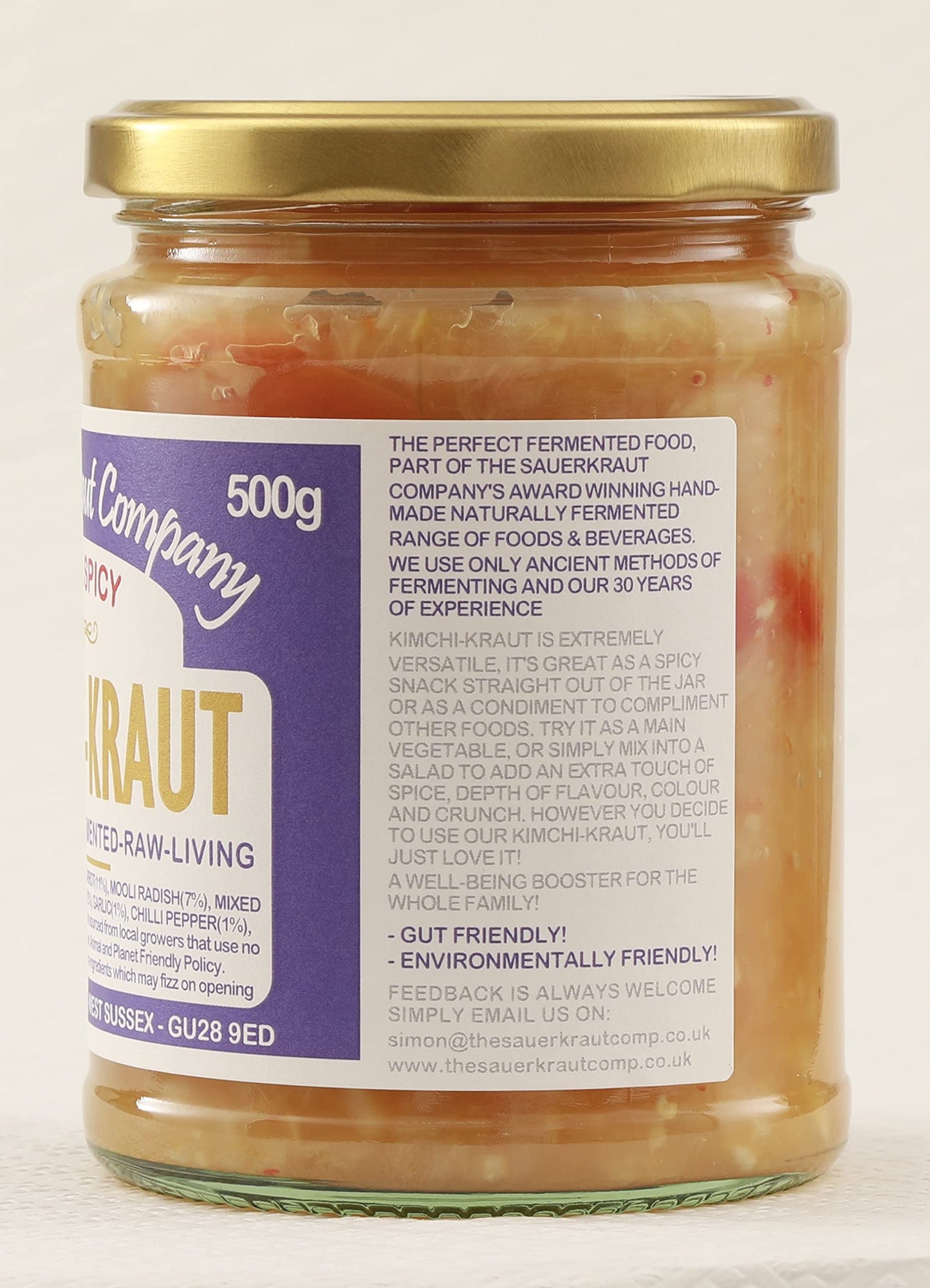 The Sauerkraut Co. Kimchi Kraut (6x500g) Spicy & Delicious, Packed Full of Pro-Gut Living Bacteria (Unpasteurised), Vital Vitamins & Minerals