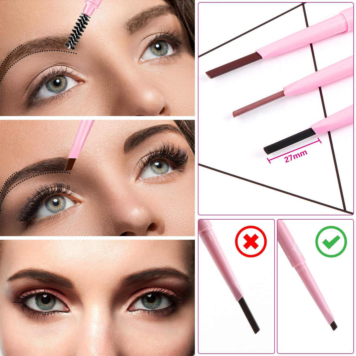 Elite Eves Dual-Ended Microblading Eyebrow Pen - 2-in-1 Waterproof Brow Pencil for Natural Hair-Like Brows, Eyebrow Makeup for Natural Looking Eyebrows, 100% Cruelty-Free (4 Colors) (Coffee)