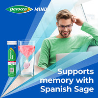 Berocca Mind Effervescent Tablets Including B Vitamins, with Spanish Sage to Support Memory and Mental Performance- 15 Tablets – Berry Flavour