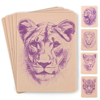 Stencil Skins Pre-Printed Tattoo Practice Skins - 5 Pack | Pre-Printed Designs | Big Cat Set | Premium 3mm Thick | Fake Skin