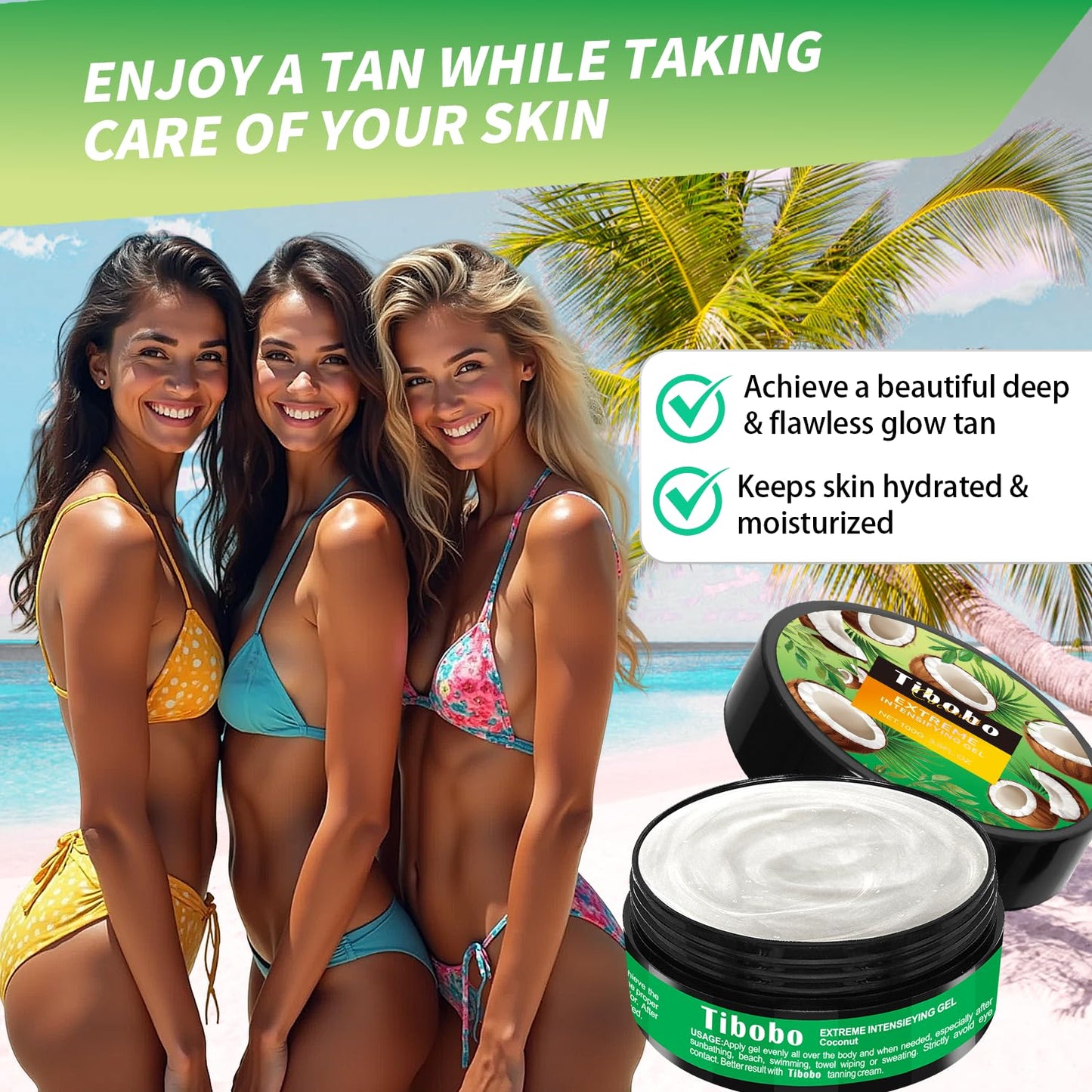 Premium Tan Accelerator Gel 100g - For Sunbed Use & Outdoor Sun Tanning Enhancer, Fast Bronzing Cream with Natural Oils Formula, Intensifying Self Tanning Boosting Oil, Long-Lasting Hydrating(Coconut)