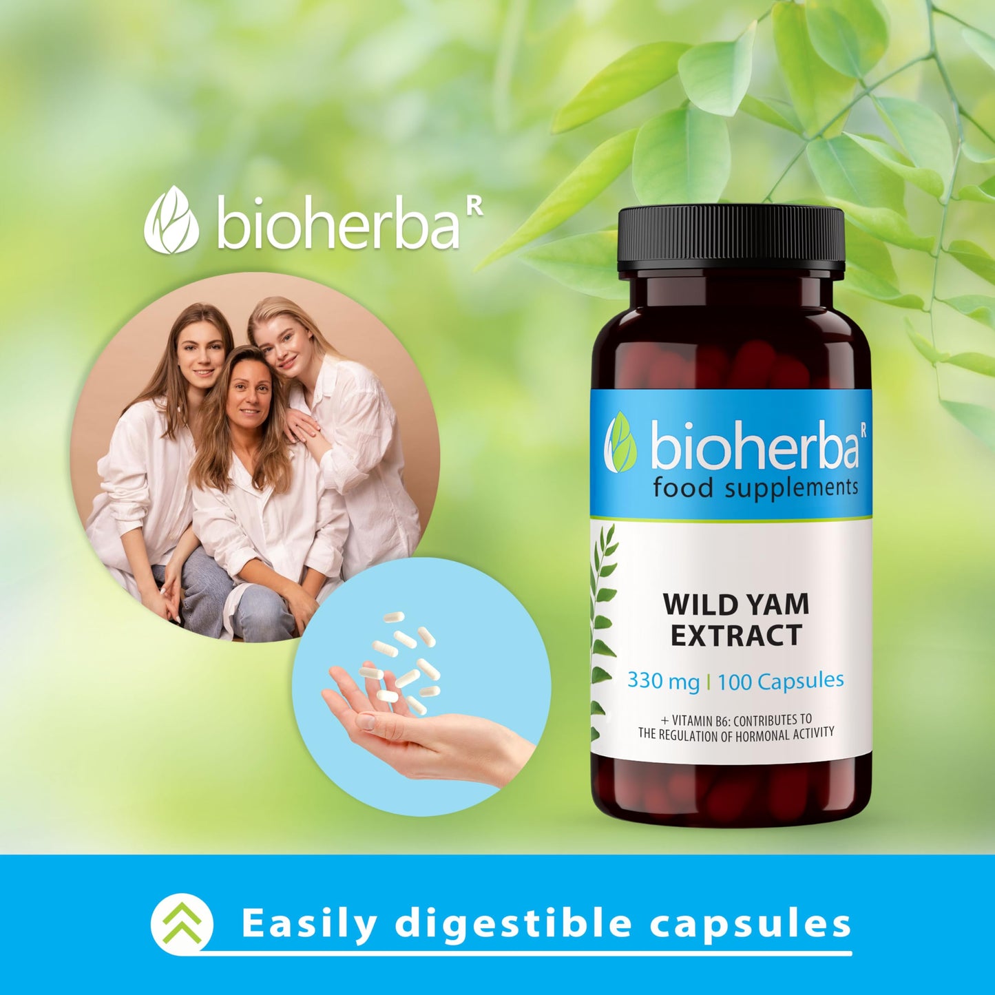 Wild Yam 330 mg – 100 Capsules | Traditional Herbal Supplement for Women’s Wellness and Monthly Balance by BIOHERBA