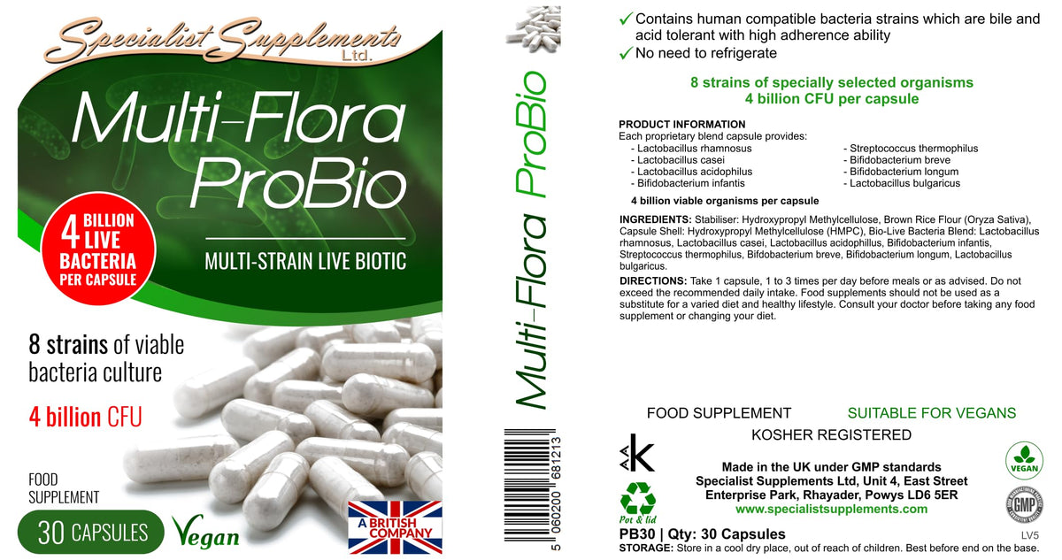 Specialist Supplements Multi-Flora ProBio Live Culture Formula 30 Capsules