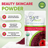 Davis Finest Organic Hibiscus Powder 100g, Hair & Skin, Facial Mask, Face Pack, Hair Growth, Shine & Condition