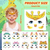 Makoto Nobu 24 Sheets Face Tattoos for Kids, Temporary Tattoo Stickers