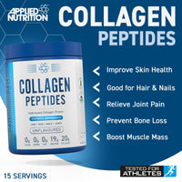Applied Nutrition Collagen Peptides Powder - Hydrolysed Bovine Collagen Protein, Halal, Healthy Skin, Hair, Nails (Unflavoured) (300g - 15 Servings)