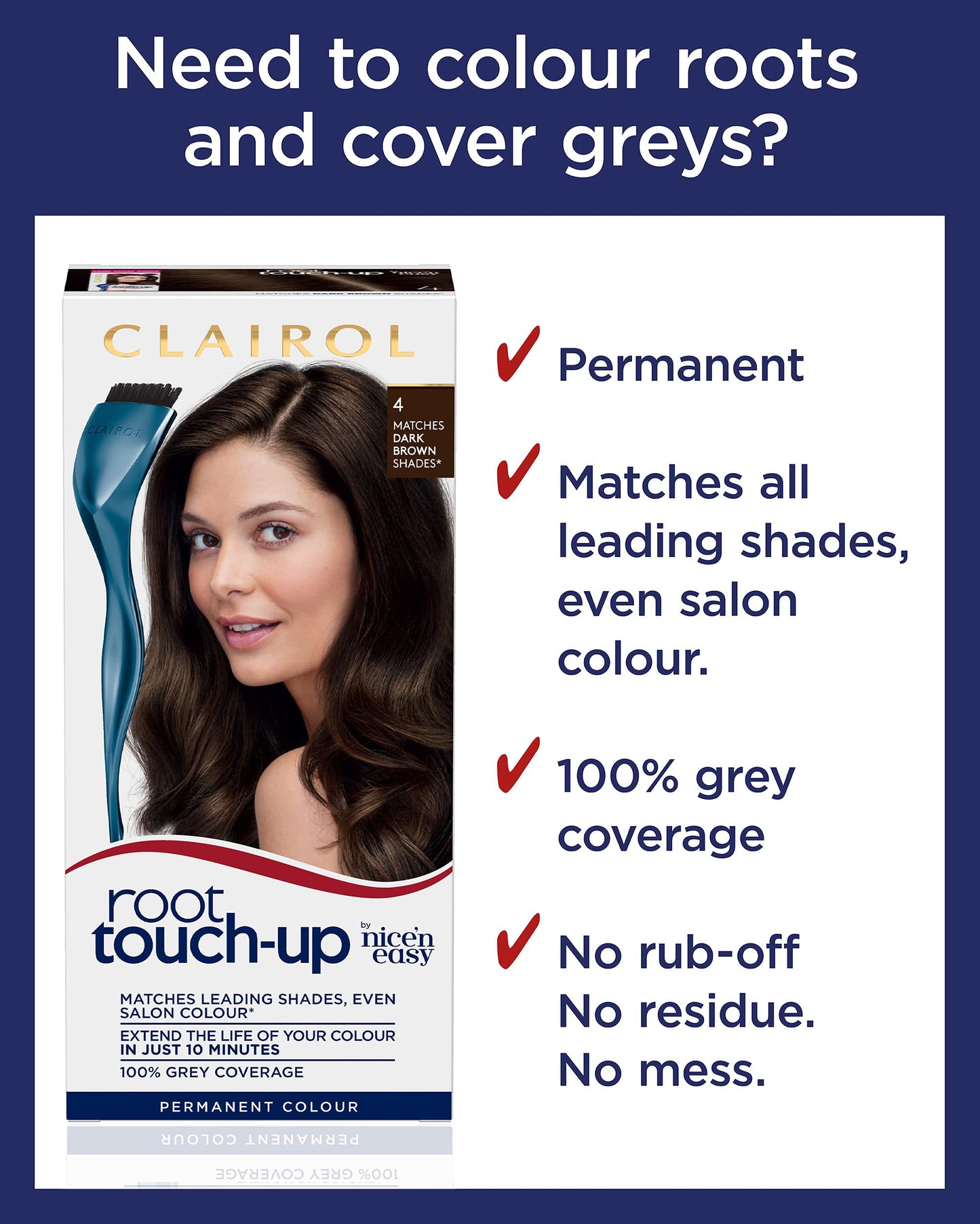 Clairol Root Touch-Up Permanent Hair Dye, 4 Dark Brown
