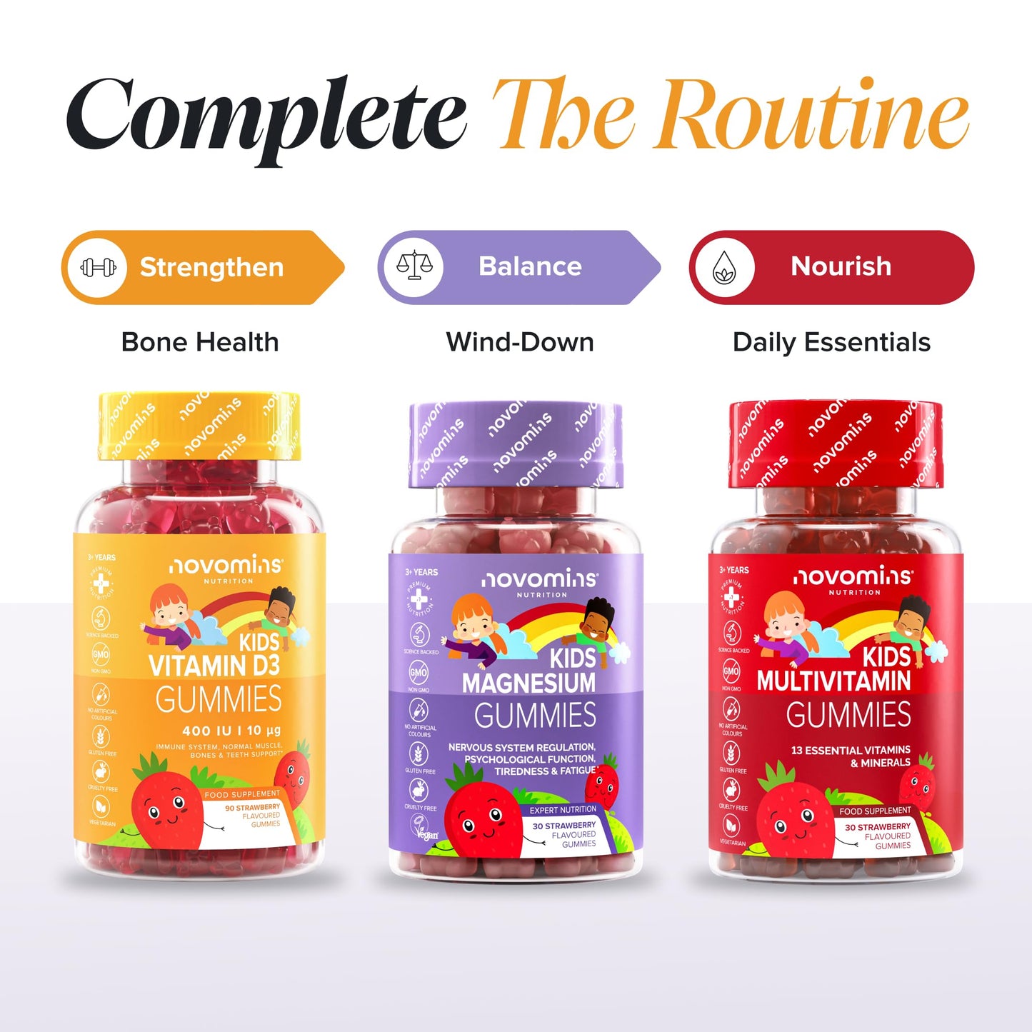novomins Kids Vitamin D Gummies - 3 Month Supply - 400 IU Vitamin D3 - Alternative to Vitamin D3 Tablets & Spray - Gluten-Free Kids Vitamins for Bones & Teeth - Novomins
