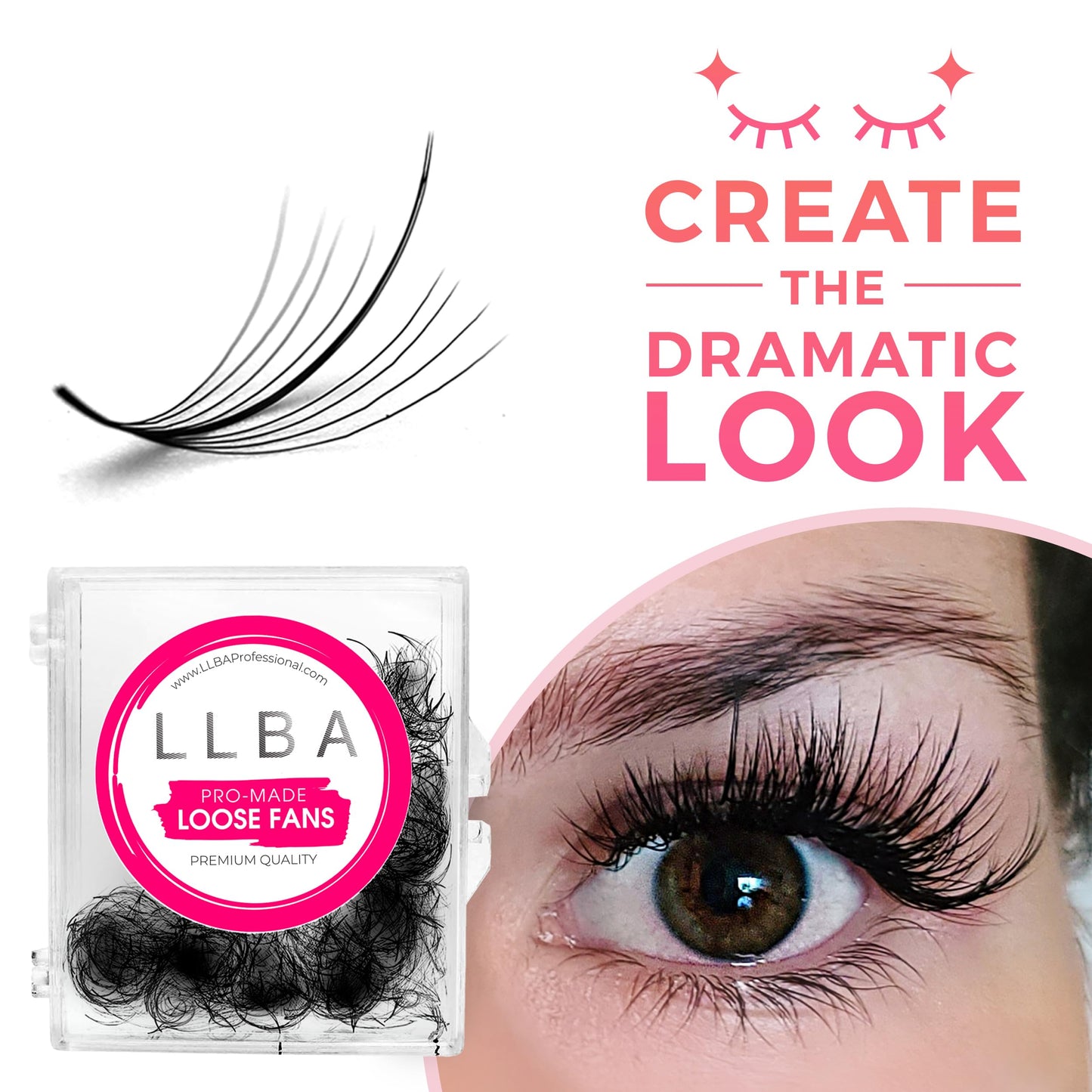 LLBA Promade Wispy Lash Extensions 9D 0.05, 100% Handmade Eyelashes Volume Fans, C Cc D Curls, 9-17 Mm Length, Long-Lasting, Easy Application (D 16 mm) (Packaging May Vary)