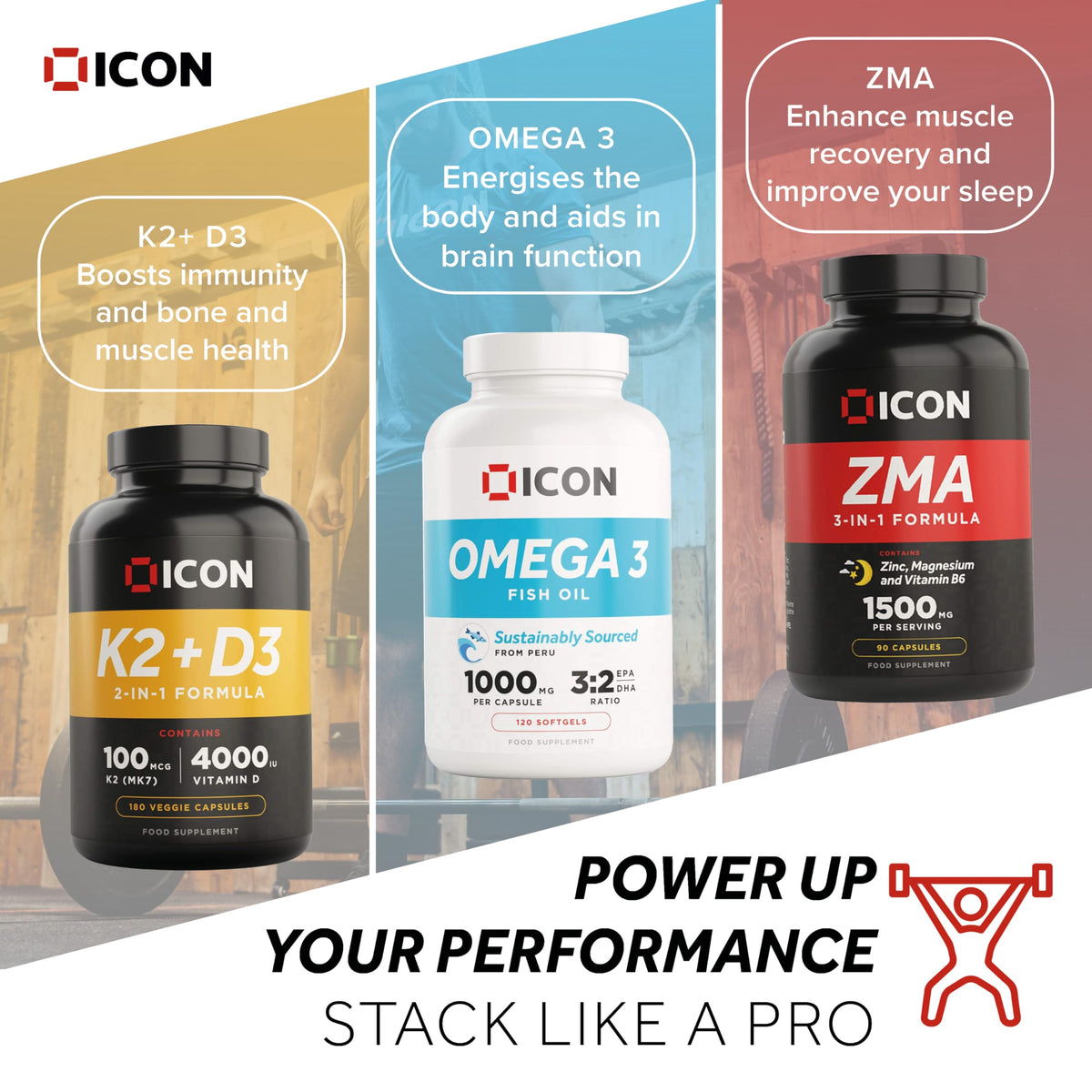 ICON Nutrition Vitamin K2 D3 Supplement, Vitamin D3 4000 IU and K2 Vitamin 100μg MK7 Capsules, Vegetarian Supplement, High Strength, Bone & Immune Health - 180 Count (6 Month Supply)