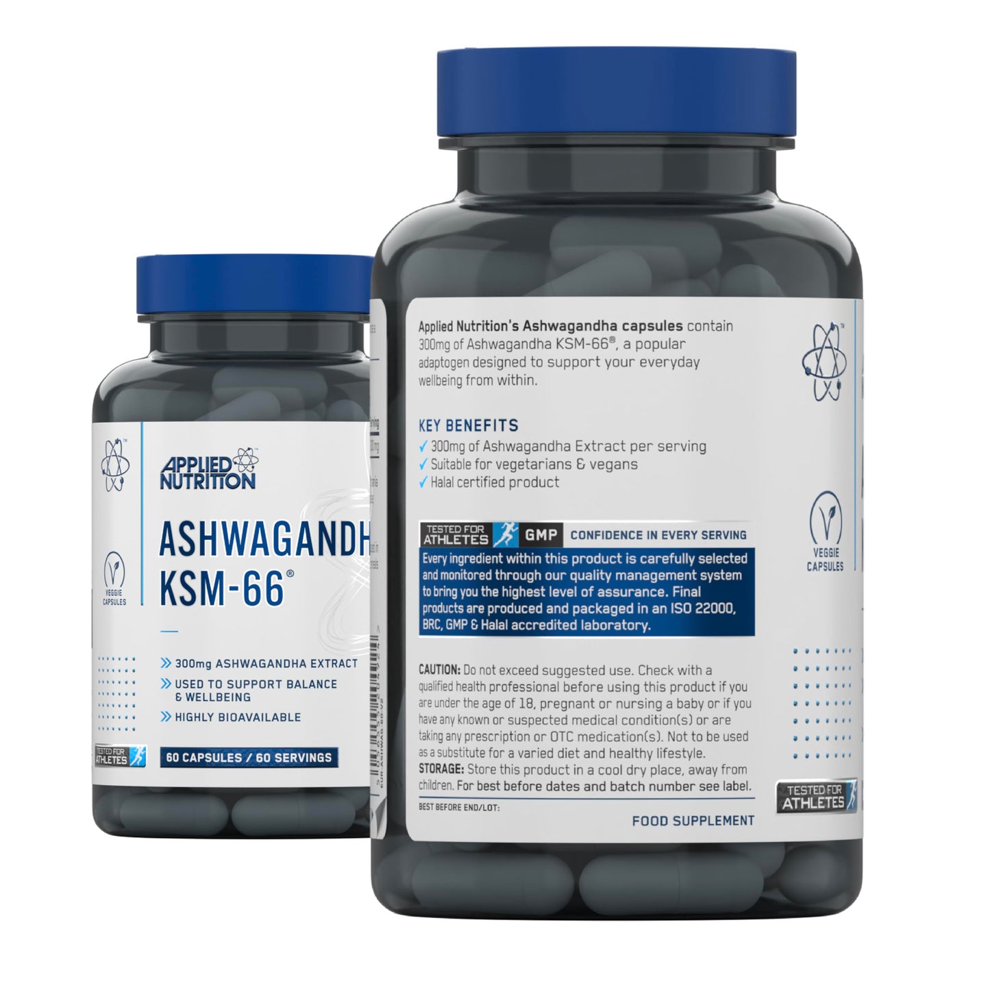 Applied Nutrition Ashwagandha KSM-66 - Premium Ashwagandha Herbal Supplement for Energy, Anxiety, Stress, Made in The UK (60 Capsules)