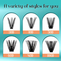 GEMERRY DIY Cluster Eyelash Extensions Kit with Lash Bond and Seal and Applicator for Beginners 280 PCS Individual Lash Cluster Kit 0.07D 10-18 Mix, DIY at Home (30D+40D-0.07D,10-18MIX-KIT)
