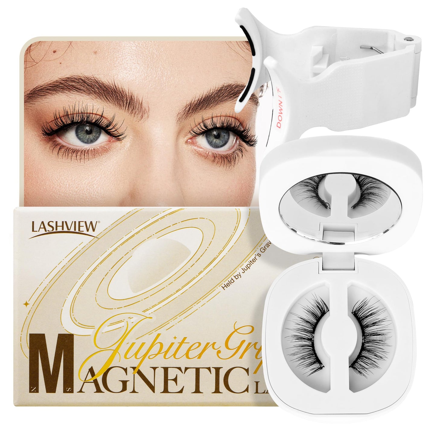 LASHVIEW Upgrade Soft Magnetic Eyelashes Natural Look,Reusable Magnetic Eyelashes with Applicator, No Glue Needed Magnetic Eyelashes Magnetic Lashes Kit, Easy to Wear and Remove CT01-UK
