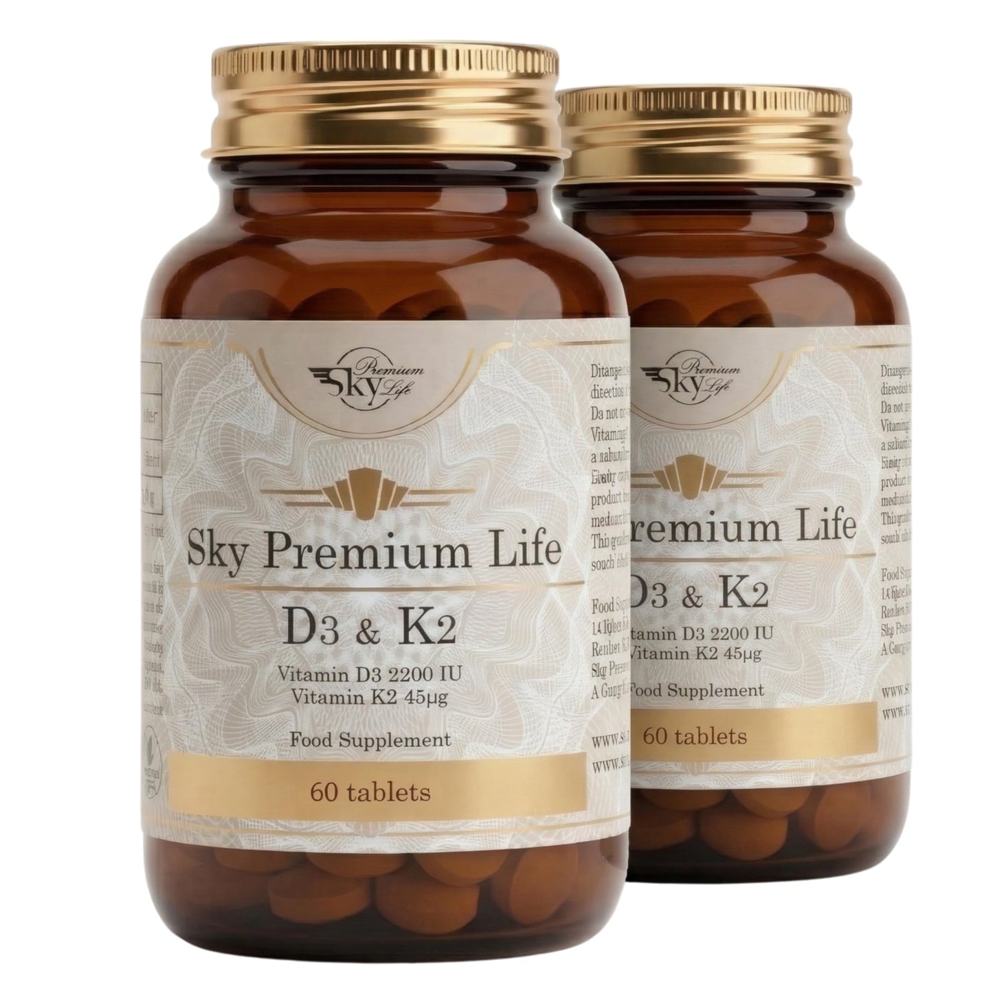 Sky Premium Life Vitamin D3 2200 IU (55µg) with Vitamin K2 MK7 (45µg) – Immune System, Bones, Teeth & Muscle Support – 1-A-Day Easy Swallow Tablets – 120 Tablets (4 Month Supply) – Halal & GMP Quality