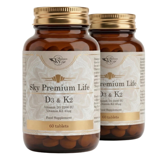 Sky Premium Life Vitamin D3 2200 IU (55µg) with Vitamin K2 MK7 (45µg) – Immune System, Bones, Teeth & Muscle Support – 1-A-Day Easy Swallow Tablets – 120 Tablets (4 Month Supply) – Halal & GMP Quality