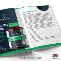 STERLING NUTRITION Bio Cultures Probiotic Complex with 45 Billion CFU with 15 Live Bacteria Strains - Digestive Enzyme Supplements - 90 Super Strength Vegan Capsules - Made in UK - by Sterling Nutrition