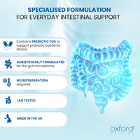 Oxford Origins Advanced Probiotics for Gut Health | Scientifically Formulated Pre & Probiotic Gut Health Supplements | 120 Specialised Capsules with 5 Billion Bacterial Cultures, 100 Billion CFU/g