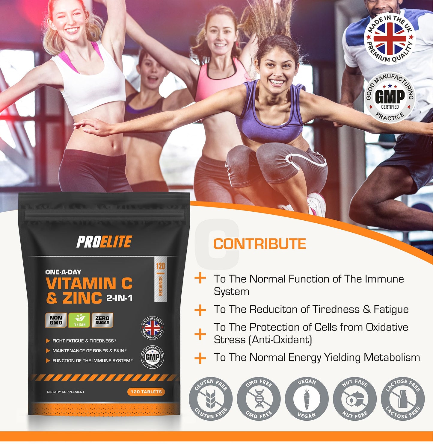Vitamin C and Zinc 360 Tablets Vegan - Ascorbic Acid with Added Zinc - Maintenance of Normal Immune System - High Strength Vitamin C & Zinc Capsule & Powder Alternative by PROELITE