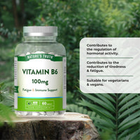 Nature's Truth Vitamin B6 100mg - 60 Vegan Tablets - for Fatigue & Immune Support