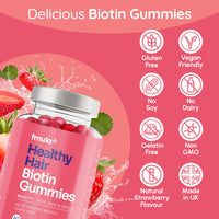 fmula+ Healthy Hair Biotin Gummies for Hair Growth | Hair, Skin and Nail Gummies | Vegan Biotin Supplement for Women | High Strength Biotin Hair Vitamins | Made in The UK - Double Value Pack (60 x 2)