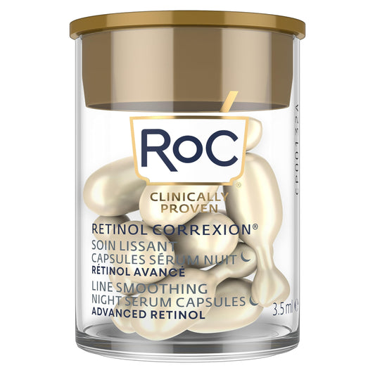 RoC - Retinol Correxion Line Smoothing Night Serum Capsules - Daily Anti-Wrinkle & Anti-Aging Treatment - Visibly Reduces Fine Lines & Wrinkles - Overnight Skincare - 10 Capsules