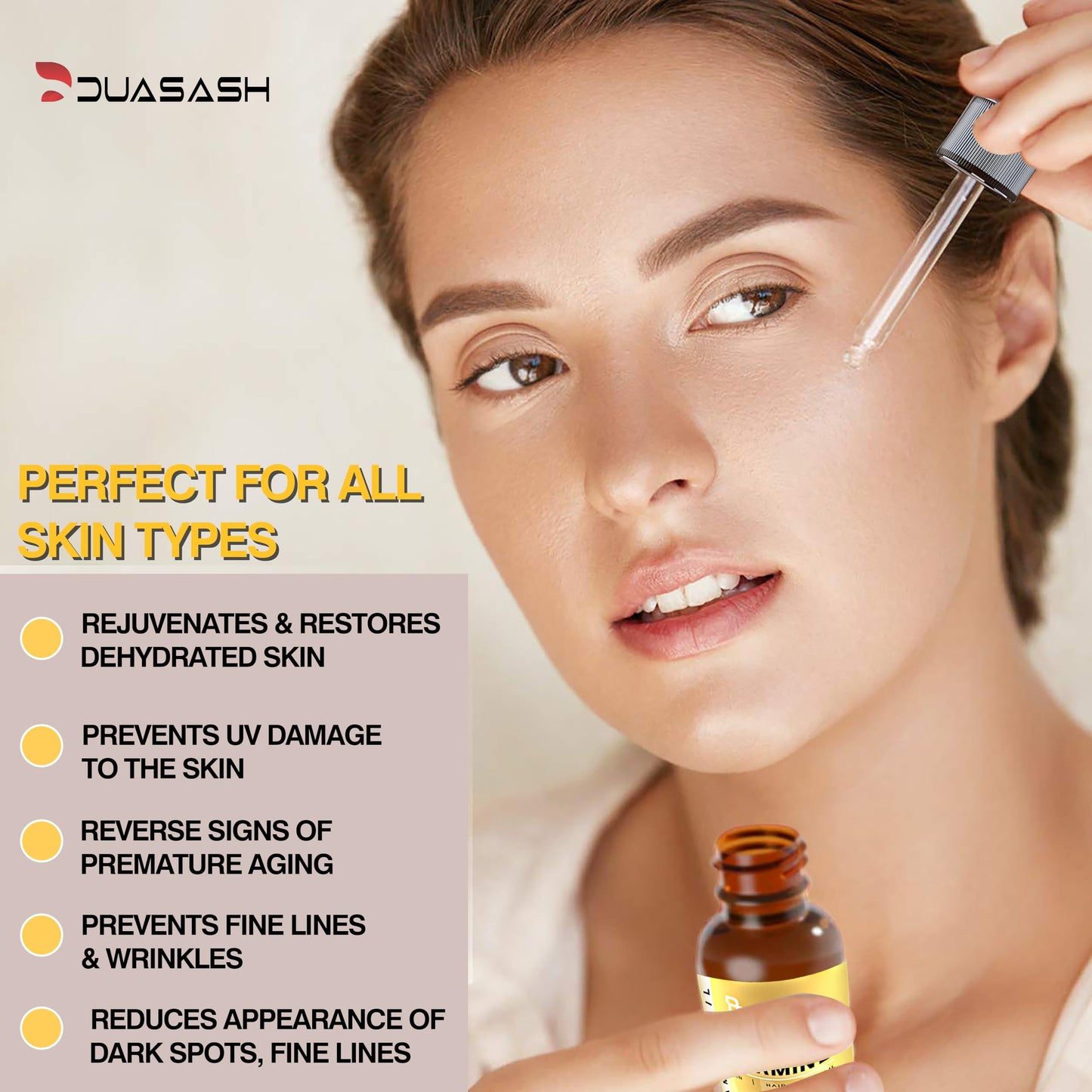 DUASASH Duasash Vitamin E Oil for Skin & Face Naturally Sourced Plant-Based Organic 100% Pure Vitamin E Oil for Hair Growth d-Alpha-tocopherol Body Oil for Women & Men, Moisturizes Skin, Hair, Nails 60ml