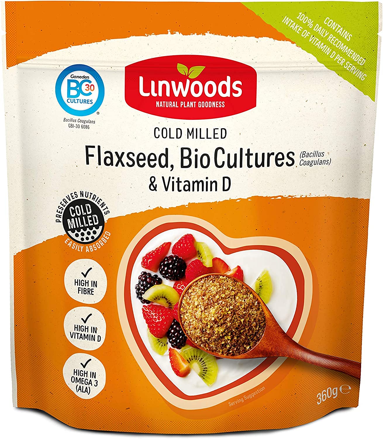 Linwoods (Pack Of 6) - Flaxseed with Probiotic & Vitamin D | LINWOODS