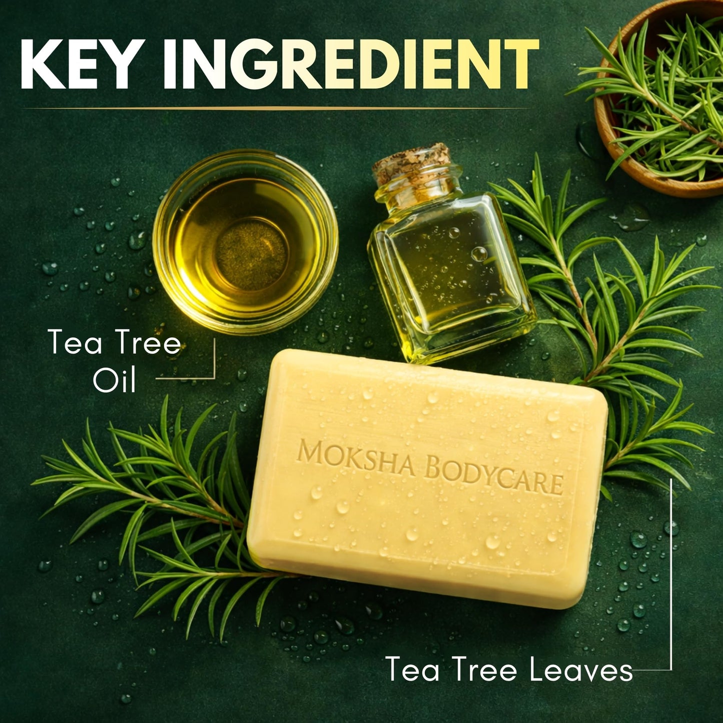Moksha Tea Tree Acne Soap Bar Face & Body- Acne Blemish Spots Blackheads Cleanser