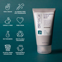 Sea Magik - Scalp Mask for Itchy, Sensitive and Dry Scalp and Hair, 3 Organic Seaweed with Dead Sea Mud, Conditioner with Salicylic Acid, Long Lasting Hydration, Vegan, Cruelty Free (150ml)