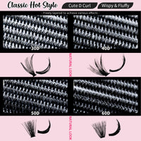 RITALASH Lash Extension Kit DIY 640pcs Lash Clusters Eyelash Extension, 10-16mm Individual Lashes Kit with Lash Bond and Seal, Lash Tweezers for Self Use (30D+40D+50D+60D KIT)