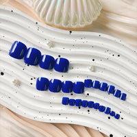 KQueenest Royal Blue Toe Nails False Short Square, Glossy Gel Fake Toe Nails, Pure Color Press on Toes Nail, Acrylic Toe Press on Nail for Women Summer Beach Daily Wear in 24 Pcs
