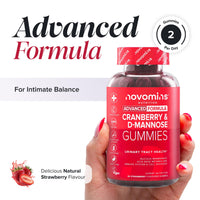novomins Cranberry & D Mannose Gummies - Urinary Tract Health & Bladder Control - Vegan - Alternative to Cranberry Tablets, Juice, or D Mannose Powder - Inulin, Magnesium - 60 Gummies - Novomins