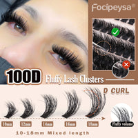 Fluffy Eyelash Extension Kit Volume Lash Clusters Kit 10-18mm Individual Lashes Clusters 100D DIY Lash Extension Kit 200pcs Clusters Lash with Bond and Remover Lash Applicator by Focipeysa