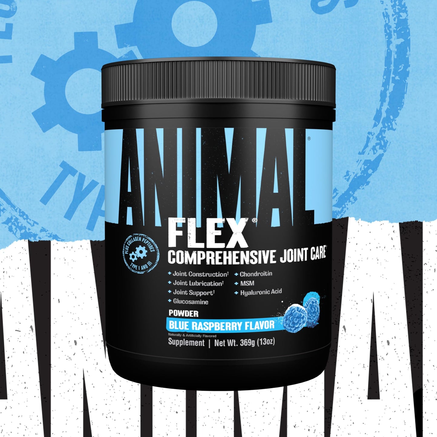 Animal ANIMAL Flex Comprehensive Joint Care - 4 Unique complexes for Joints, Bones & Cartilage - with Vitamins A & E, glucosamine, Flaxseed Oil & hyaluronic Acid - Blue Raspberry, 369g