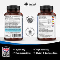 NEW LEAF PRODUCTS Pure Marine Collagen 100% Marine Collagen Type 1 Hydrolysed Collagen Peptides Enhanced with Hyaluronic Acid & Vitamin C -Essential Amino Acids - Collagen Supplements for Women and Men, 60 Capsules