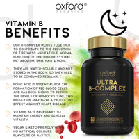 Ultra Vitamin B Complex High Strength | 120 Vegan Tablets, 4 Month Supply | All B Vitamins - Vitamin B12, Folic Acid (B9), Biotin (B7), B6, B5, B3, B2, B1 | VIT B Complex Supplement | Made in The UK