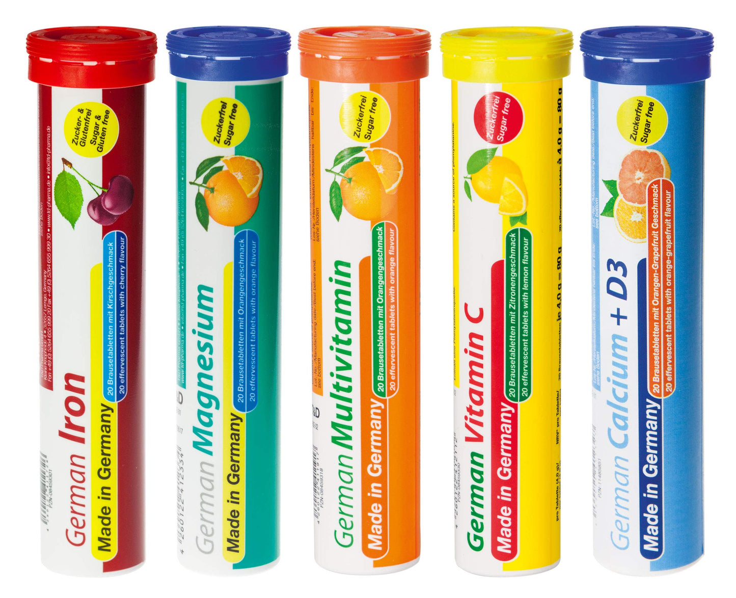 Effervescent Tablets Trial Package T&D Pharma – 5 x 20 = 100 German effervescent Tablets – Vitamin and Mineral Mix – Fruity Flavours – Made in Germany