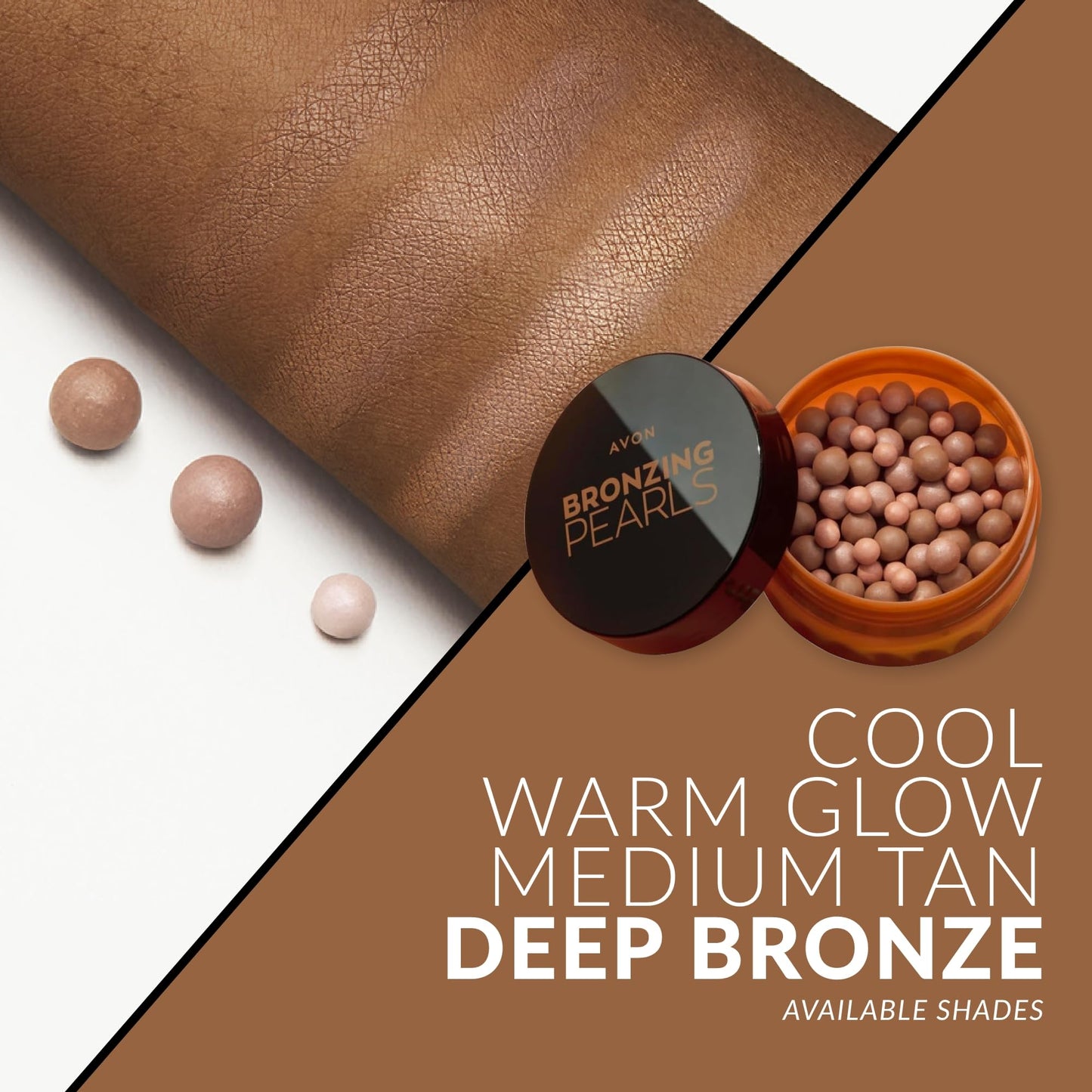 Avon Bronzing Pearls - Deep Bronze, Multi-Shade Pearls with Mineral Pigments for a Buildable Multi-Dimensional Radiant Glow, Suitable for All Skin Tones, Cruelty-Free Face Bronzer, 28g