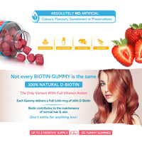 swiss bioenergetics Biotin Gummies 10,000mcg – 60 Vegan Vitamins - Natural Strawberry Flavoured Two Yummy Gummy Daily Dose - Supports Normal Skin & Hair Growth - Chewable - No Artificial Sweeteners – UK Made