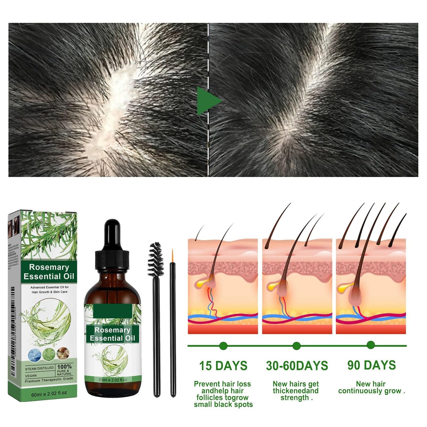 OunTechGlory Rosemary Oil for Hair & Skin Care - Nourishing Scalp, Enhancing Hair Appearance, Ideal for Women & Men (60ml)