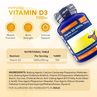 Zipvit Vitamin D 1000IU, 1 Year Supply, 365 Vegetarian D3 Tablets, High Absorption, Easy-to-Swallow Vitamin D Tablets for Immune, Bone & Muscle Health
